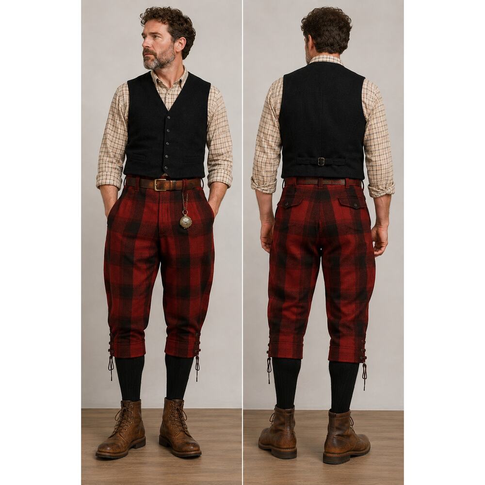 Vintage Tartan Plaid Wool Jodhpur Hunting Pants - Picture 1 of 11